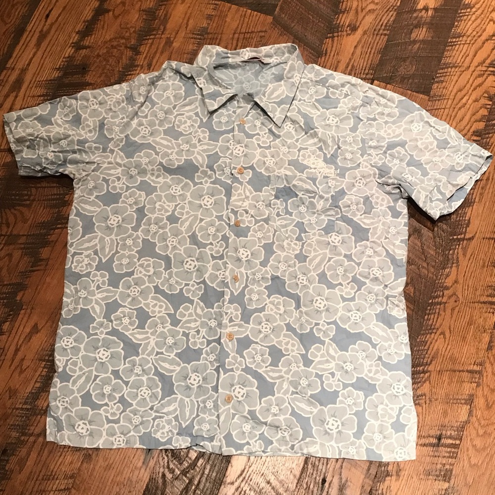 Vintage blue poplin aloha Hawaiian shirt